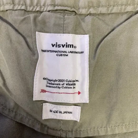 VISVIM Size L Green Distressed Cotton Button Fly Shorts